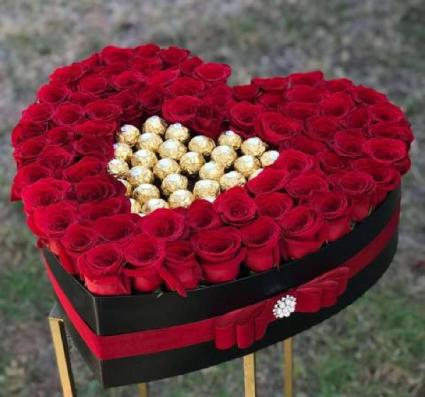 Custom Heart Shaped Box w/ chocolate & Balloon  Custom Heart Shaped Box