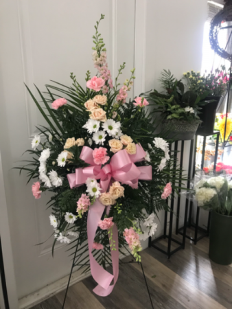 Custom Easel Spray Funeral arrangements