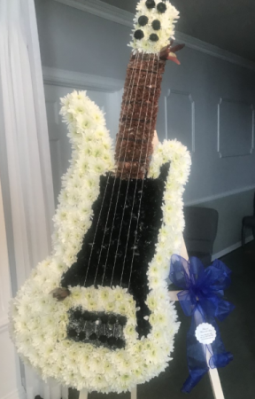 CUSTOM ELECTRIC GUITAR STANDING FUNERAL PC ON A 6' STAND/MUST CALL TO PLACE ORDER