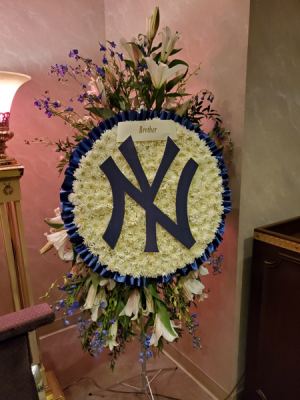 Custom NY Yankee logo Funeral Flowers  