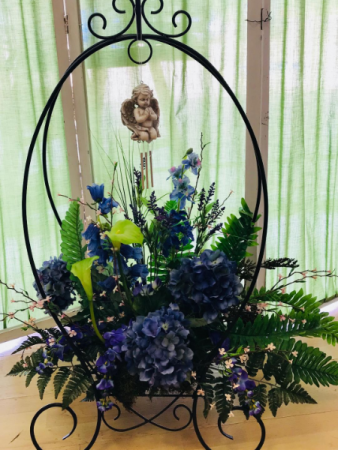 Plant Stand Arrangement & Windchimes Shop Exclusive. Other Colors Available