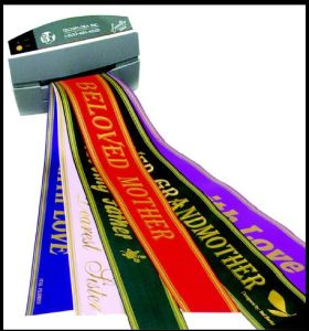 ribbon with words printed on