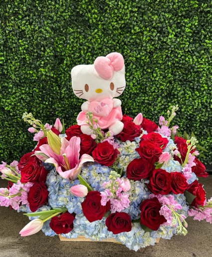 cute mixed roses with hello kitty 