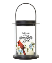 Cylinder Lantern with Cardinal A life beautifully lived
