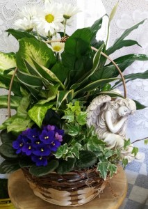 A 11 Angel, Violet & plants basket 