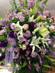 Lavender and white funeral spray Funeral Standing spray -Sympathy