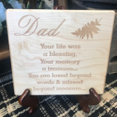 Dad Memorial Plaque Maple Wood