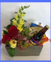 Dad's Candy and Flowers Gift Basket
