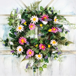 Daisies with mixed Flowers Wreath Silk Flowers
