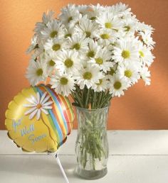 Daisy Bouquet & Get Well Balloon Vase 