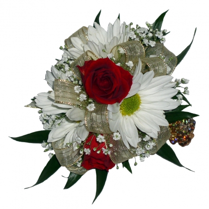 Daisy, Rose, & Baby breathy Wrist Corsage