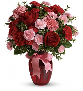 Dance with Me Bouquet TEV12-5A Red Roses, Red Carnations and Pink Mini Carnations