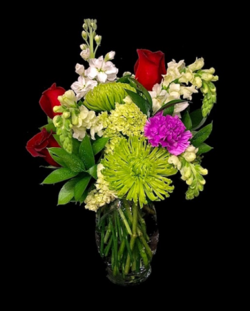 Happy Dance Lime Green & Red Roses