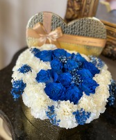 Blue Heart Love Floral Arragment 