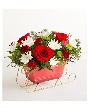 Dashing Through The Snow Sleigh Christmas Flower Arrangement