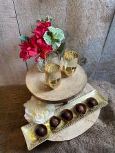Date night treats Floral Arrangement Truffles and Champagne Flutes