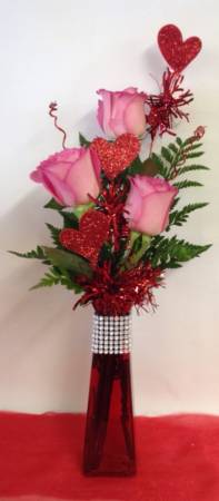 Dazzling Hearts Bud Vase