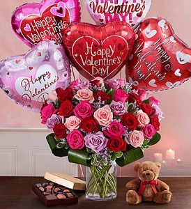 Dazzling Romance Rose w bear chocolate balloons!