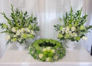 DCOM-3 Wreath with 2 Pedestal Arrangements (variety of colors available) in Naples, FL | DYNASTY FLOWER SHOP DCOM-3 Wreath with 2 Pedestal Arrangements (variety of colors available) in Naples, FL | DYNASTY FLOWER SHOP