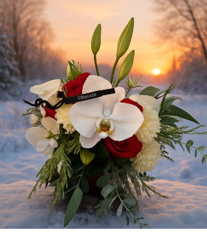 Decembers Embrace Sympathy Centerpiece