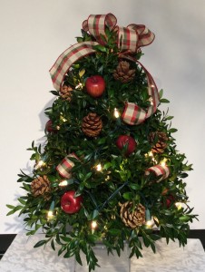 Decorated Boxwood Tree (Red Apple) Can be shipped local or UPS Starting 11/18/2024