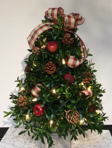 Decorated Boxwood Tree (Red Apple) Can be shipped local or UPS Starting 11/28/2022