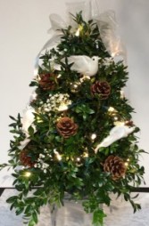 Decorated Boxwood Tree (White Dove) Available starting 11/21/2023