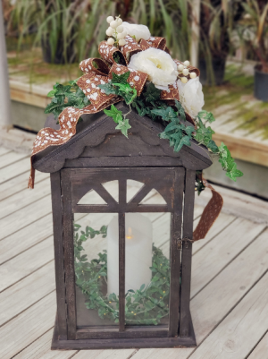 Decorated Large Wooden Lantern in Warsaw, IN | ANDERSON FLORIST & GREENHOUSE Decorated Large Wooden Lantern in Warsaw, IN | ANDERSON FLORIST & GREENHOUSE