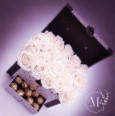 Decorative box Deluxe Decorative box with white roses and chocolates