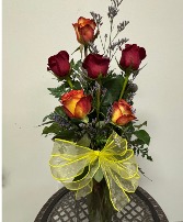 Deep Sunset Half Dozen Roses