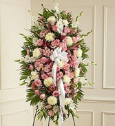 Deepest Sympathy Standing Spray In Pink and White 