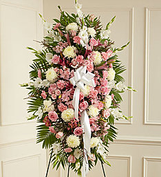 Deepest Sumpathy Standing Spray In Pink and White  in Gainesville, FL | PRANGE'S FLORIST