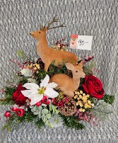 Deer Silk Arrangement in Candy Dish 
