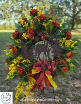 'Deer Themed' Grapevine Wreath Funeral Floral 