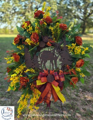 'Deer Themed' Grapevine Wreath Funeral Floral 