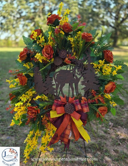 'Deer Themed' Grapevine Wreath Funeral Floral