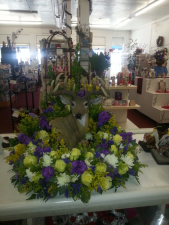 Deer Wreath Table Top Urn Wreath with Deer 