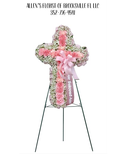 Delicate Pink Cross  Fresh flower creation 