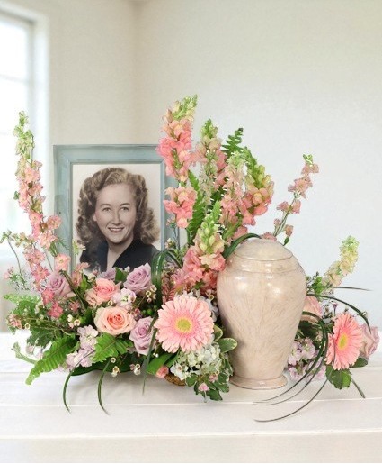 Delicate Remembrance Cremation Flowers   (urn/frame not included) 