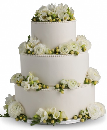 Delicate White and Berry Cake Flowers  in Arlington, TX | Wilsons In Bloom Florist