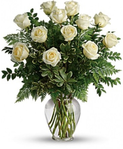 Delicate White  White Rose Arrangement
