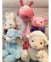 DELIGHFUL HUGGABLES SOME PLUSH, SOME HAND KNITTED.
