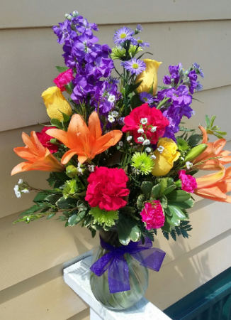 Delightfully Bright  Fresh Mixed Vase Arrangement in Phenix City, AL | Buds & Blooms Florist