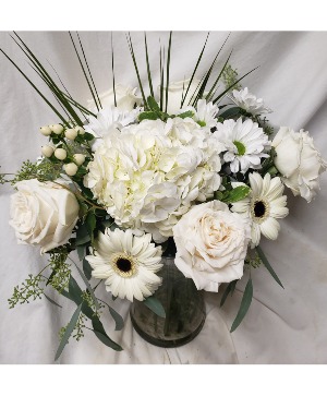 DELIGHTFULLY WHITE BOUQUET...FLOWERS May vary depending on stock...but will be all white