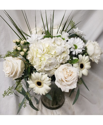 DELIGHTFULLY WHITE BOUQUET...FLOWERS May vary depending on stock...but will be all white