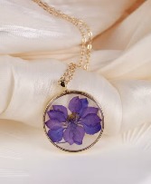 Delphinium Grandiflorum Dried Flower Necklace Jewelry