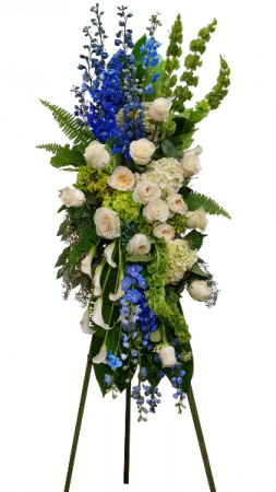 delphinium, roses and calla standing sympathy in Canton, GA | Canton Florist