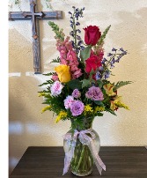 Delphiniums & Snapdragons vase arrangement