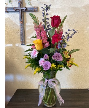 Delphiniums & Snapdragons vase arrangement