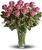Dozen Pink Rose Vase